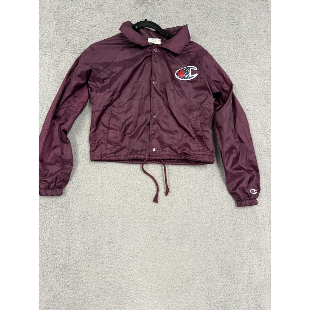 Champion Jacket Womens‎ XS Windbreaker Nylon Full Snap Drawstring Retro 80s 90s